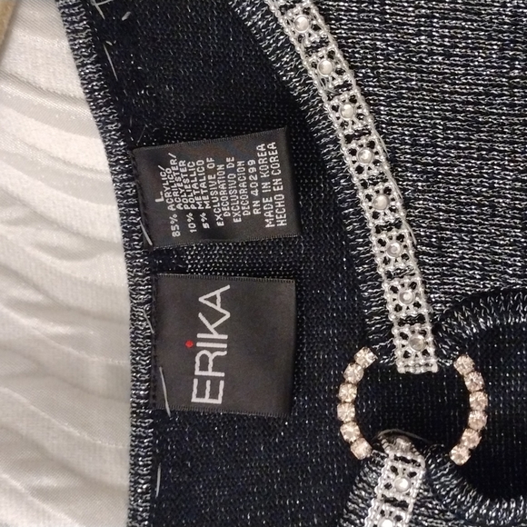 Vintage Blingy Erika Sweater Sz L Elegant Shimmery Metallic Lightweight - Picture 3 of 10